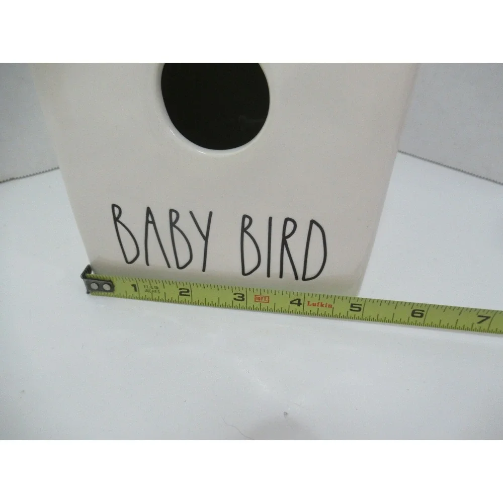 Rae Dunn Baby Bird Birdhouse burlap bow square house shape New